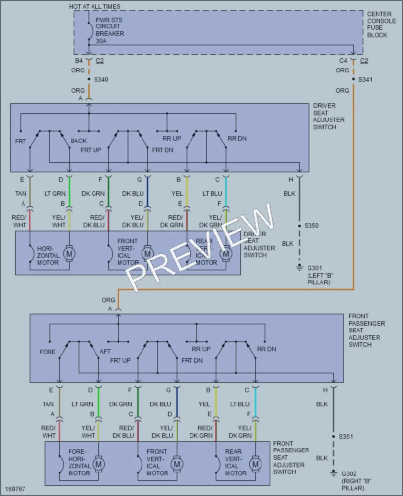 2003 Buick Rendezvous Power Seats wiring diagram preview