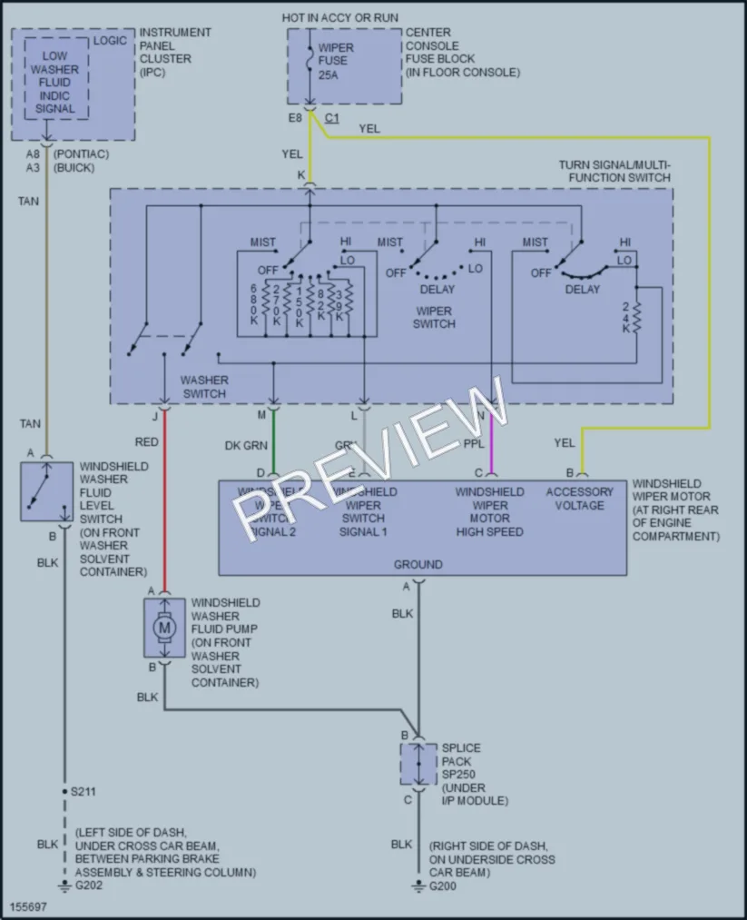 2003 Buick Rendezvous Wiper Washer wiring diagram preview