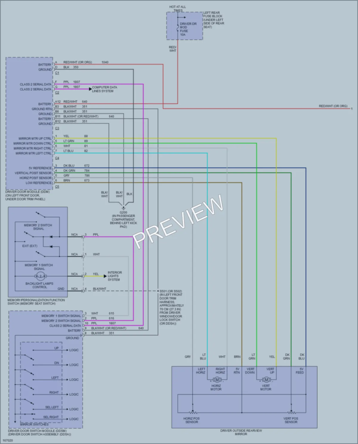 2003 Cadillac CTS Memory Systems wiring diagram preview