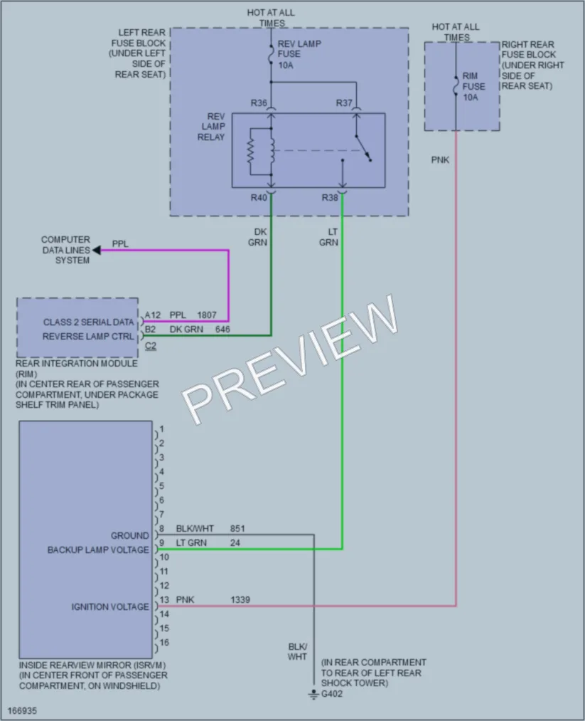 2003 Cadillac CTS Power Mirrors wiring diagram preview