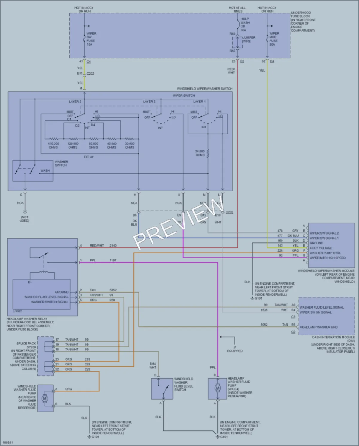 2003 Cadillac CTS Wiper Washer wiring diagram preview