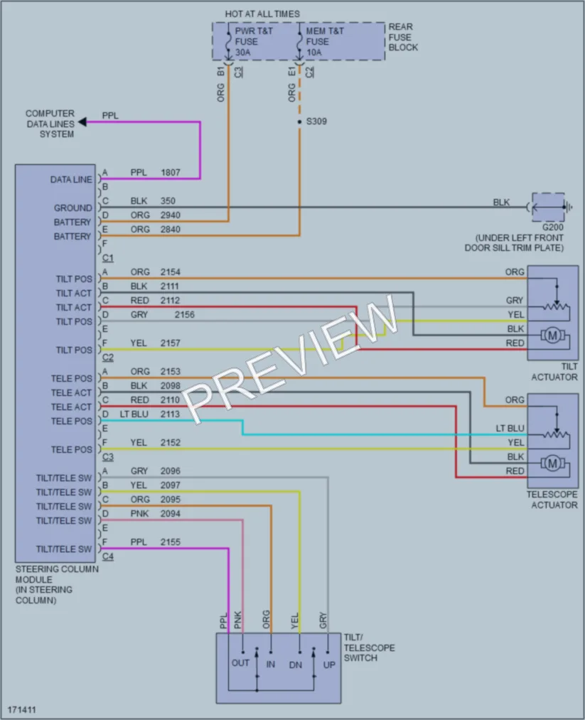 2003 Cadillac DeVille Memory Systems wiring diagram preview