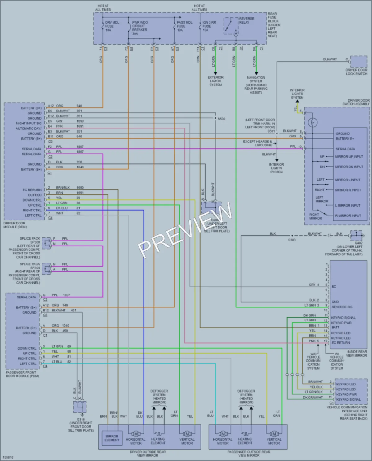 2003 Cadillac DeVille Power Mirrors wiring diagram preview