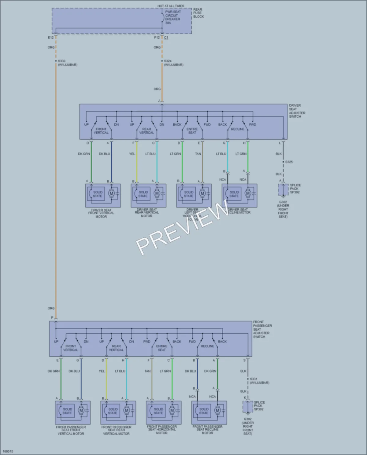 2003 Cadillac DeVille Power Seats wiring diagram preview