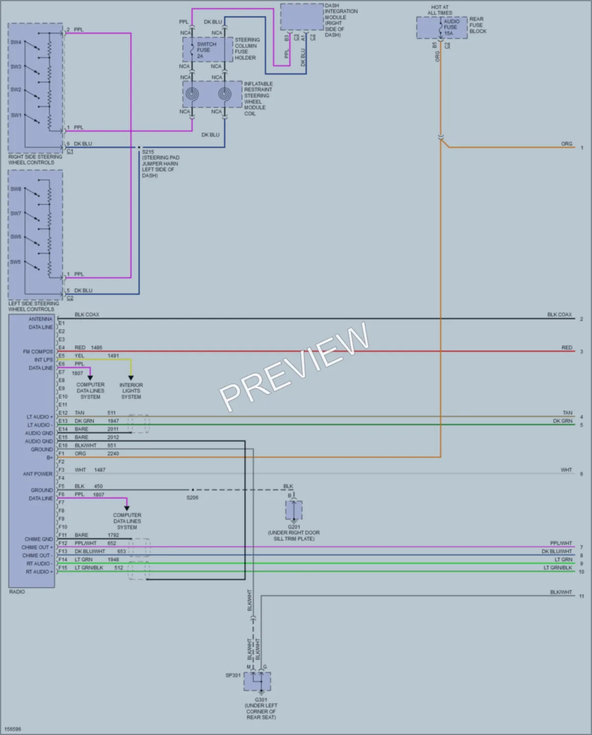 2003 Cadillac DeVille Radio wiring diagram preview