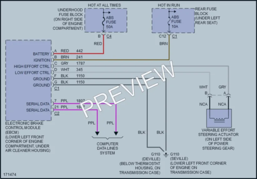 2003 Cadillac Seville Electronic Power Steering wiring diagram preview