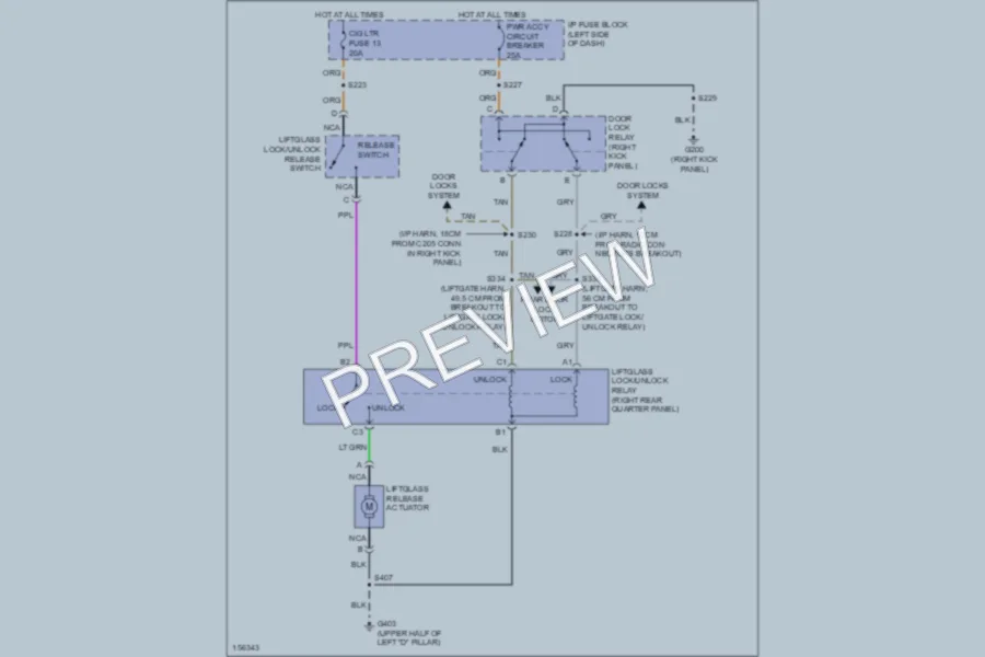 2003 Chevrolet Astro Trunk Tailgate Fuel Door wiring diagram preview