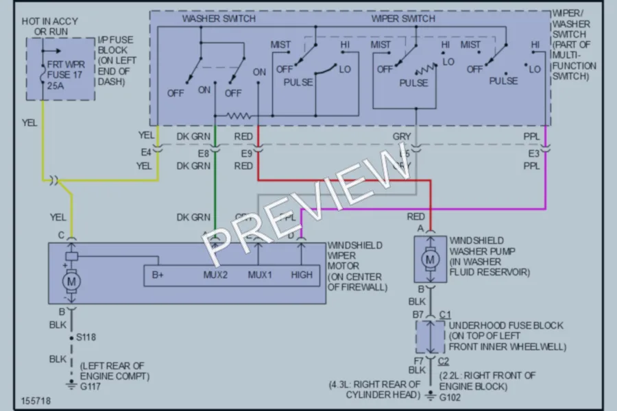 2003 Chevrolet Blazer Wiper Washer wiring diagram preview