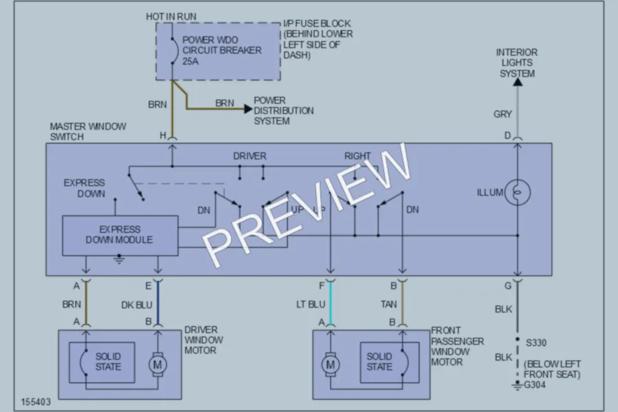 2003 Chevrolet Cavalier Power Windows wiring diagram preview
