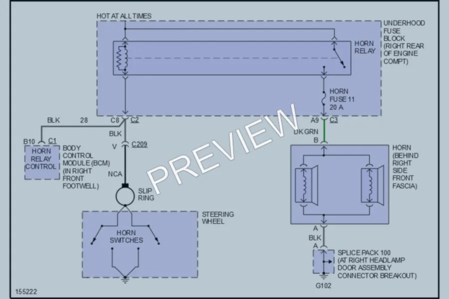 2003 Chevrolet Corvette Horn wiring diagram preview