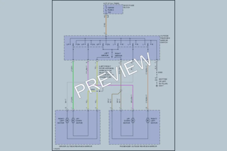 2003 Chevrolet H1500 Power Mirrors wiring diagram preview