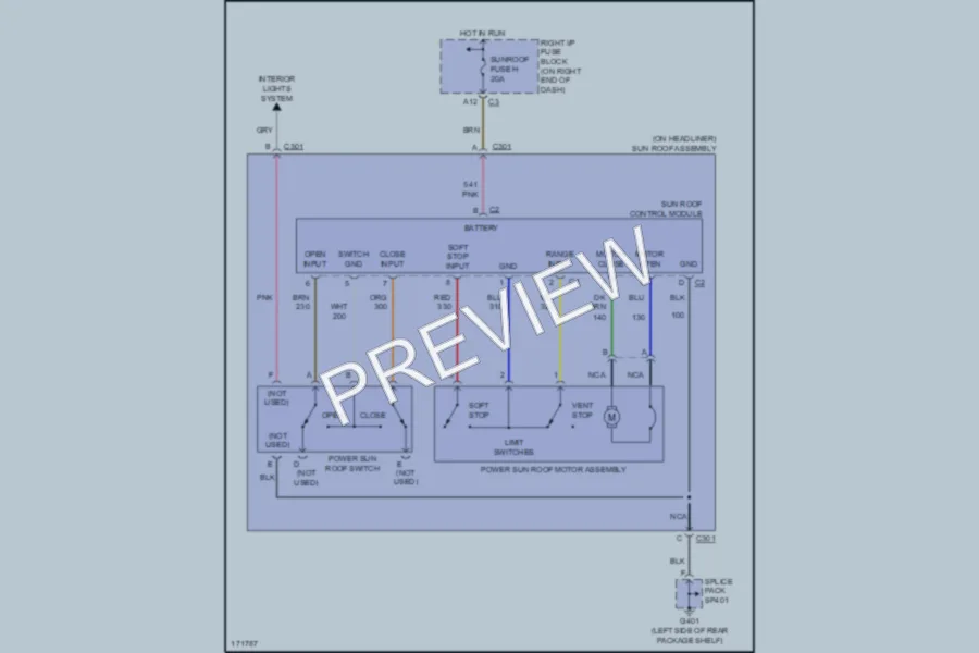 2003 Chevrolet Malibu Power Top Sunroof wiring diagram preview