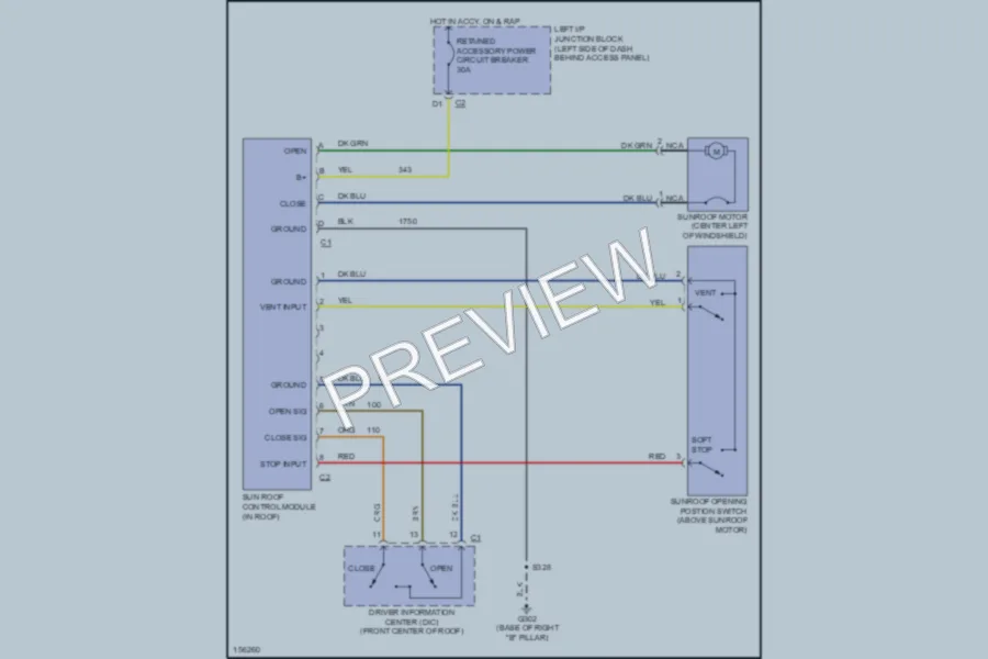 2003 Chevrolet MonteCarlo Power Top Sunroof wiring diagram preview