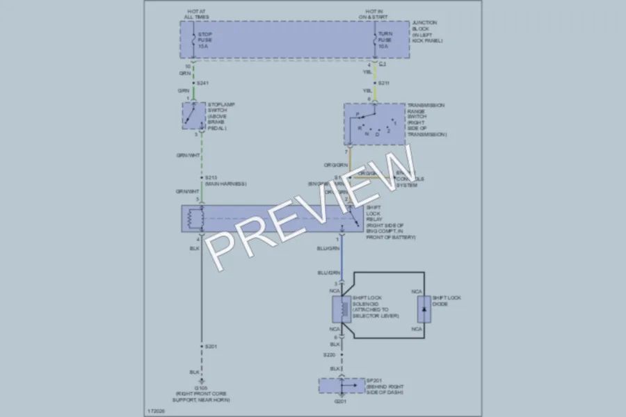 2003 Chevrolet Tracker Shift Interlock wiring diagram preview