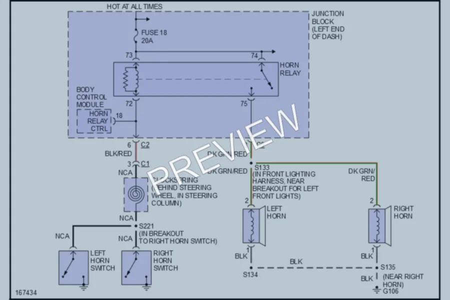 2003 Chrysler Concorde Horn wiring diagram preview