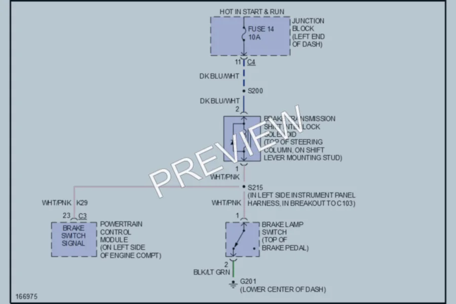 2003 Chrysler Concorde Shift Interlock wiring diagram preview