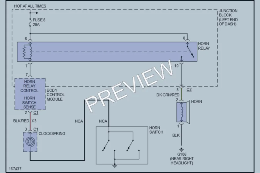2003 Chrysler 4D Sedan Horn wiring diagram preview