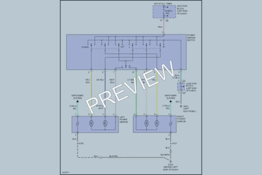 2003 Chrysler 4D Sedan Power Mirrors wiring diagram preview