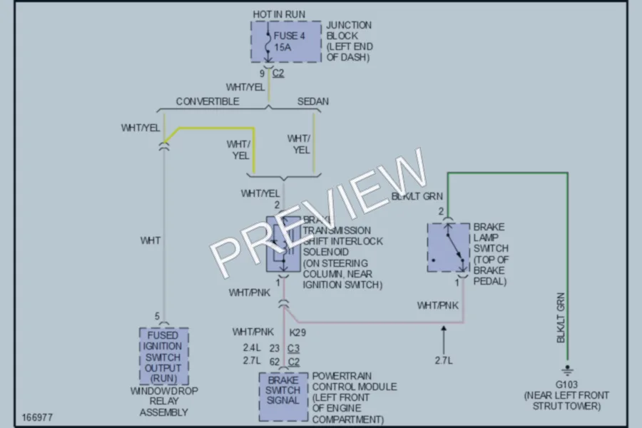 2003 Chrysler 4D Sedan Shift Interlock wiring diagram preview