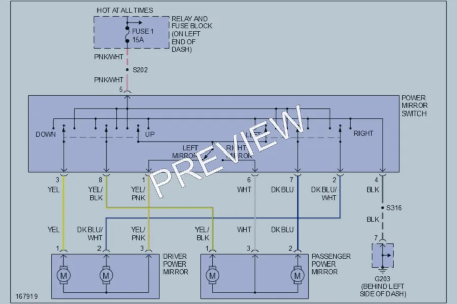 2003 Dodge B3500 Power Mirrors wiring diagram preview