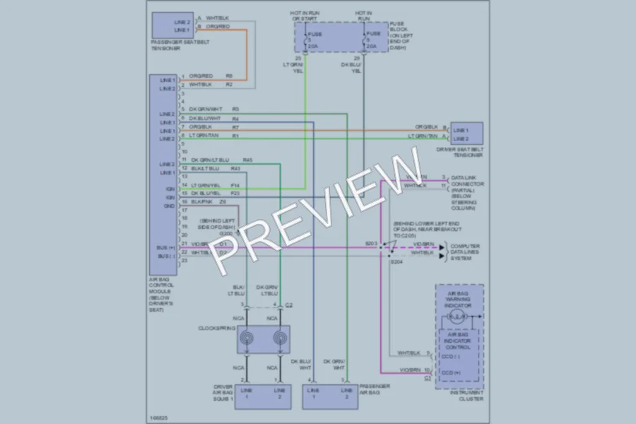 2003 Dodge B3500 Supplemental Restraints wiring diagram preview