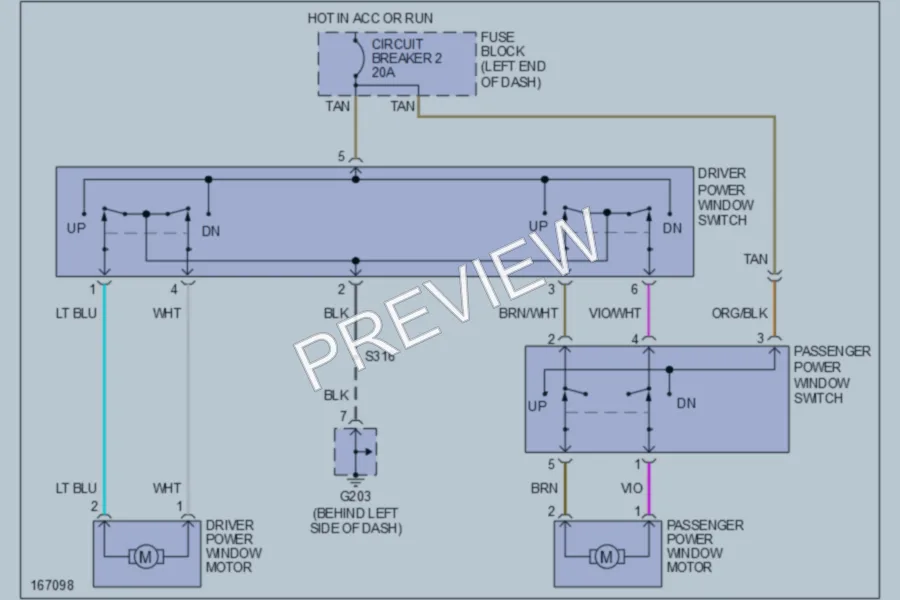 2003 Dodge B1500 Power Windows wiring diagram preview