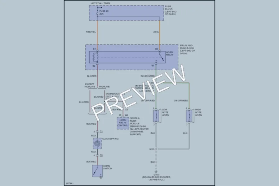 2003 Dodge B3500 Horn wiring diagram preview