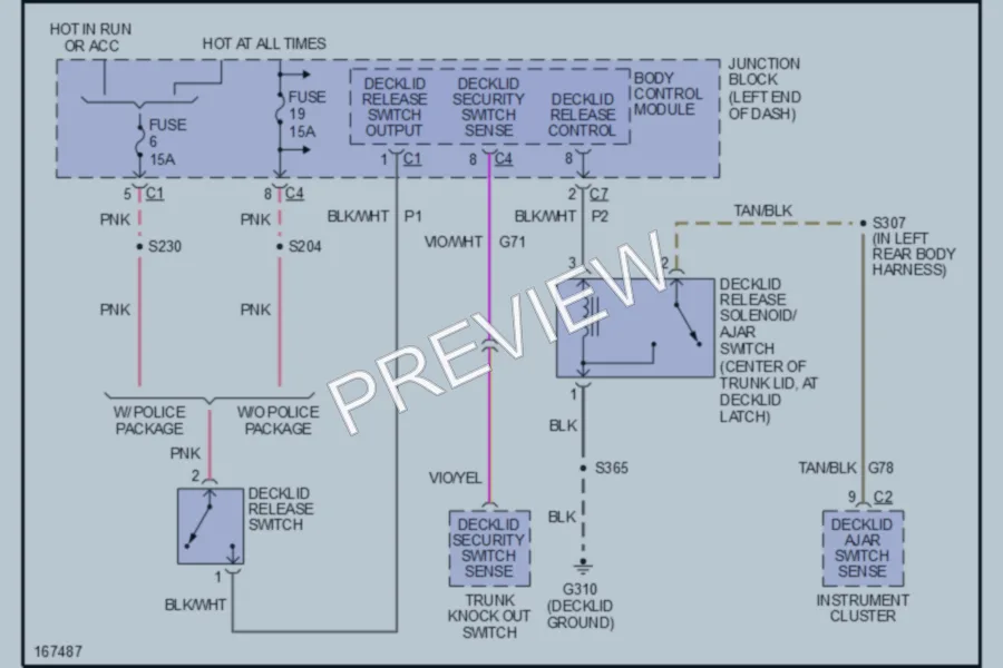 2003 Dodge Intrepid Trunk Tailgate Fuel Door wiring diagram preview