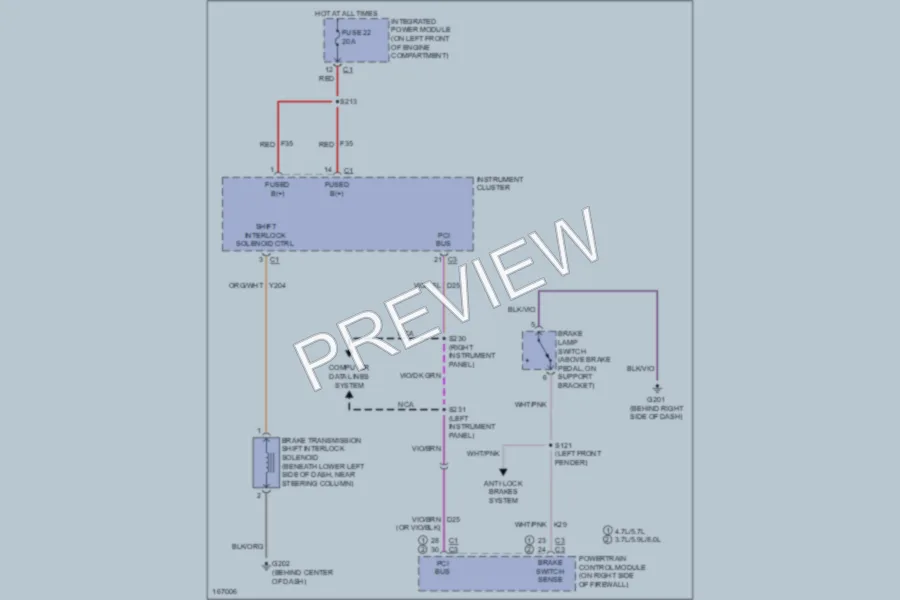 2003 Dodge R3500 Shift Interlock wiring diagram preview