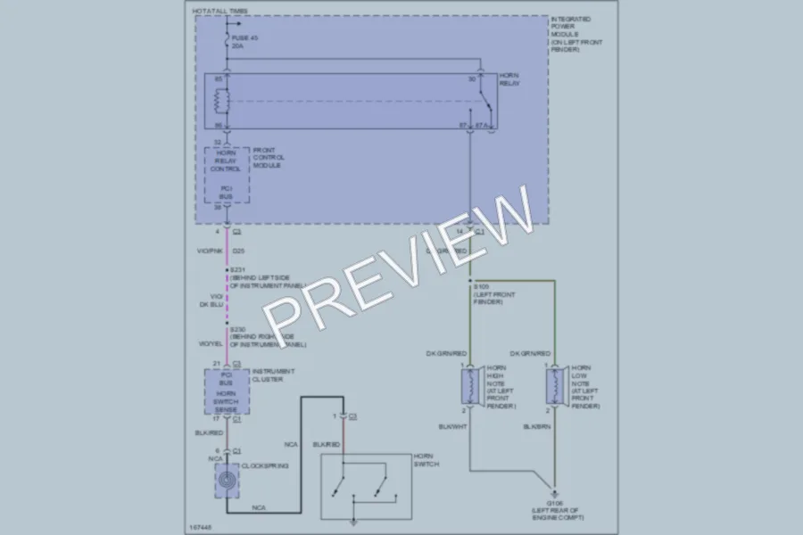 2003 Dodge R2500 Horn wiring diagram preview