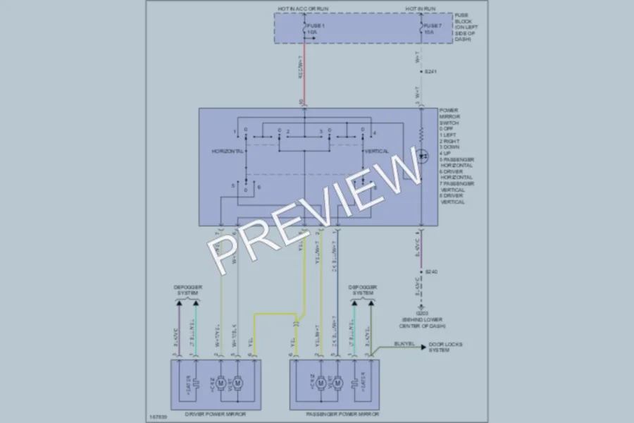 2003 Dodge SX20 Power Mirrors wiring diagram preview