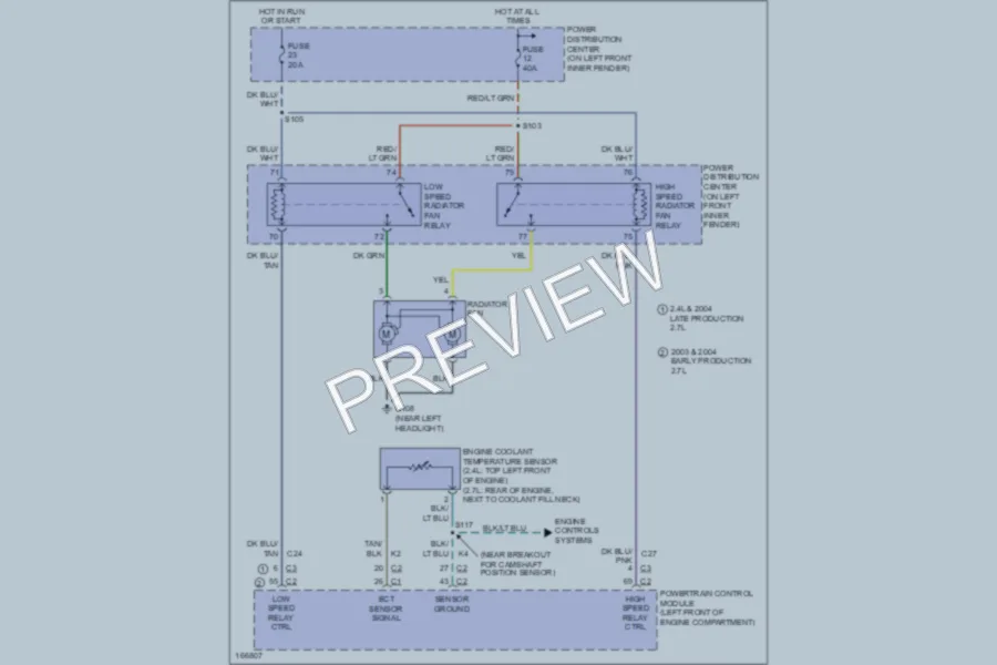 2003 Dodge 4D Sedan Cooling Fan wiring diagram preview