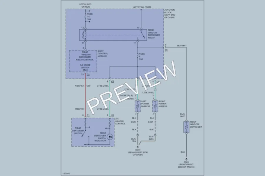 2003 Dodge 4D Sedan Defoggers wiring diagram preview