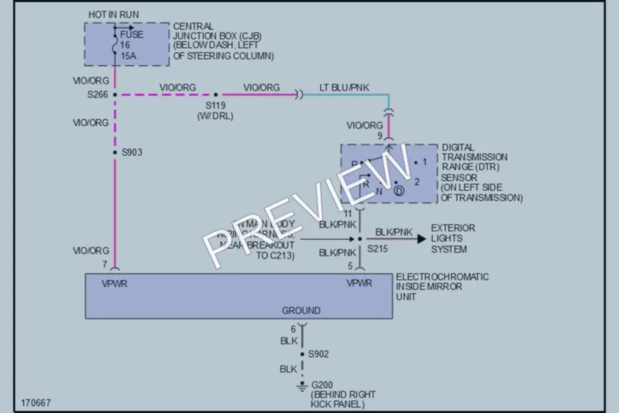 2003 Ford CrownVictoria Power Mirrors wiring diagram preview