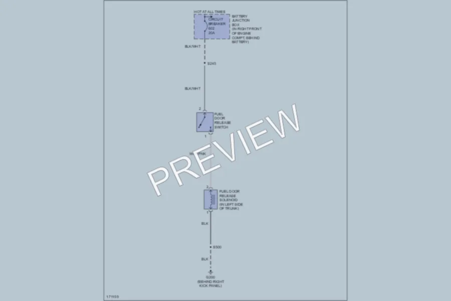 2003 Ford CrownVictoria Trunk Tailgate Fuel Door wiring diagram preview
