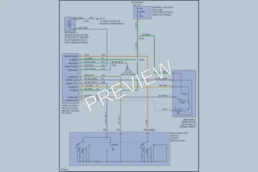 2003 Ford E150 Wiper Washer wiring diagram preview