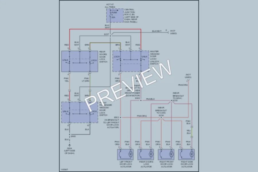 2003 Ford E250 Power Door Locks wiring diagram preview