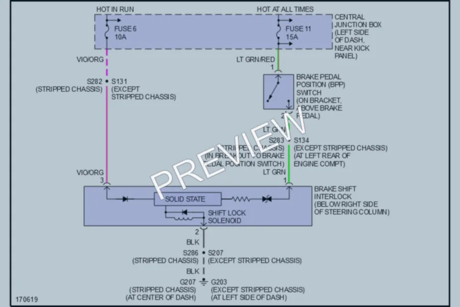 2003 Ford E250 Shift Interlock wiring diagram preview