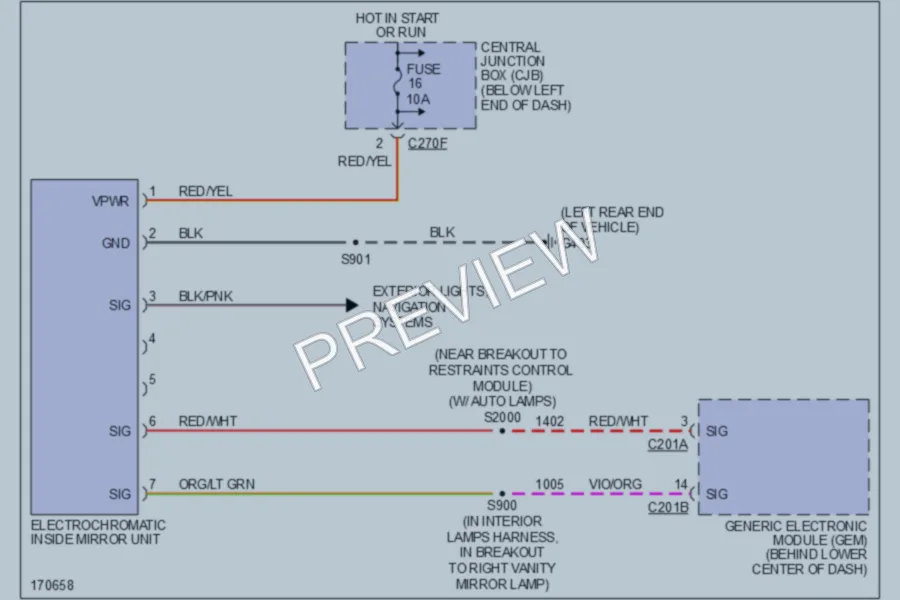 2003 Ford Escape Power Mirrors wiring diagram preview