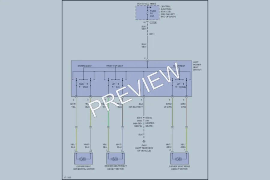 2003 Ford Escape Power Seats wiring diagram preview