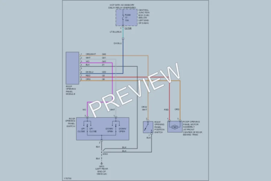 2003 Ford Escape Power Top Sunroof wiring diagram preview