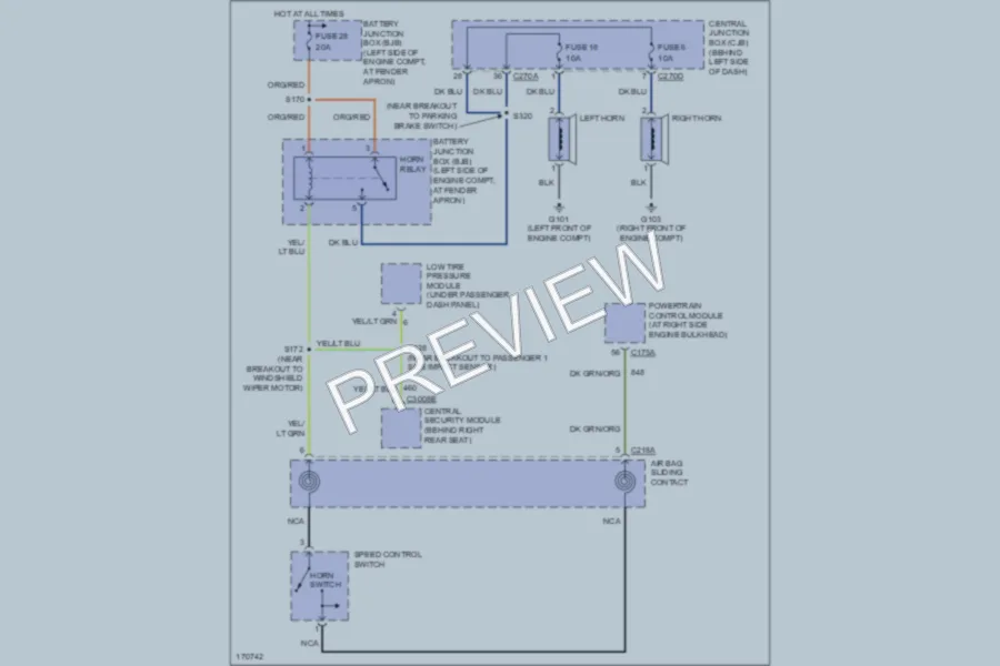 2003 Ford Explorer Horn wiring diagram preview