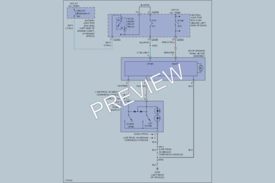 2003 Ford Explorer Power Top Sunroof wiring diagram preview