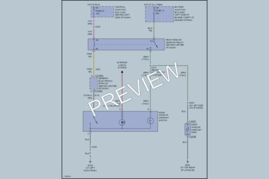 2003 Ford ExplorerSport Defoggers wiring diagram preview
