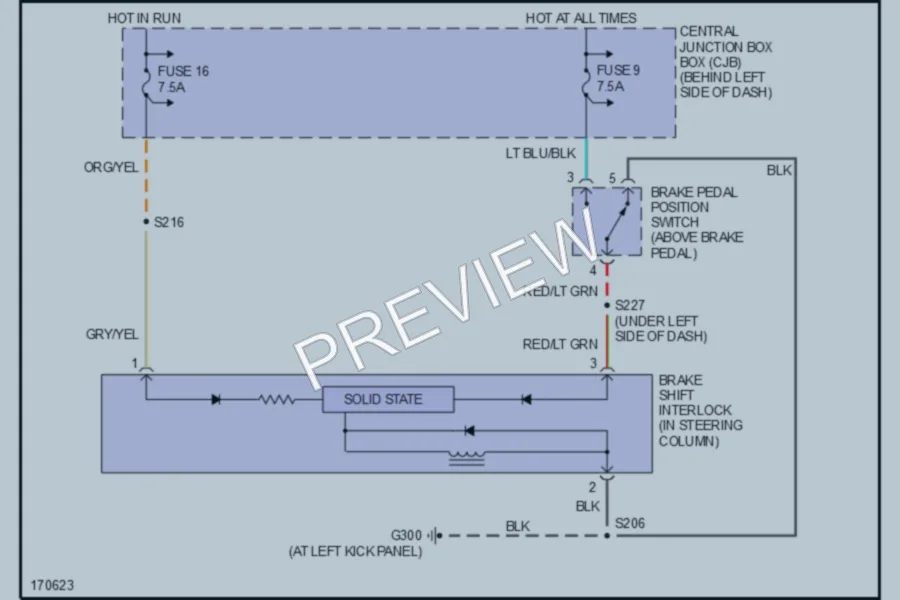 2003 Ford ExplorerSportTrac Shift Interlock wiring diagram preview
