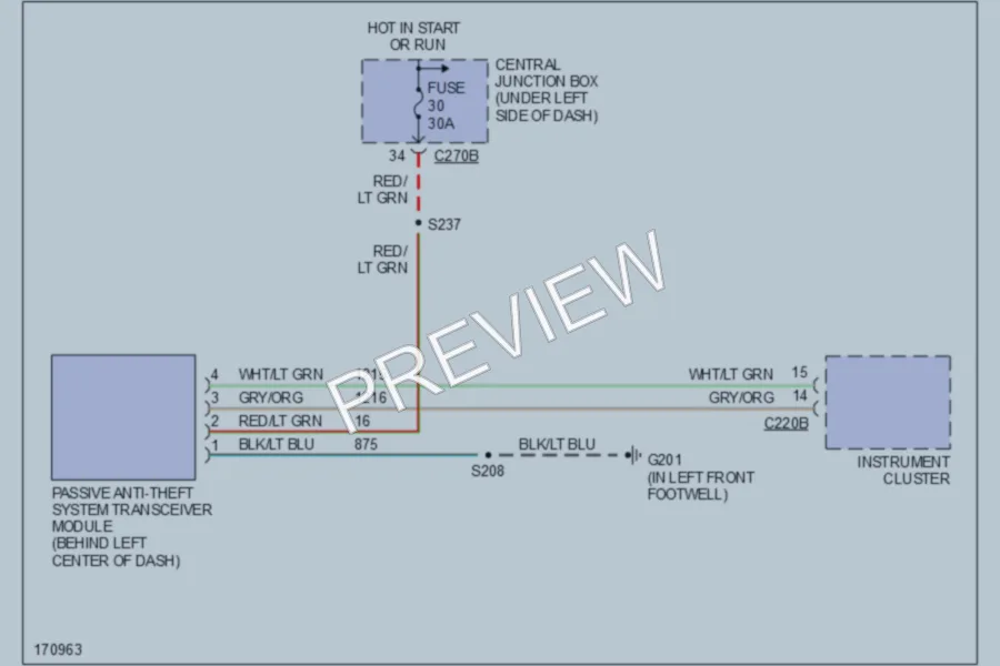 2003 Ford F150 Anti Theft wiring diagram preview