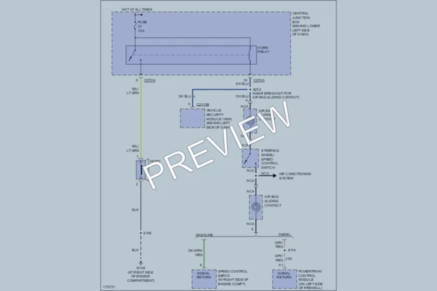 2003 Ford F250 Super Duty Horn wiring diagram preview