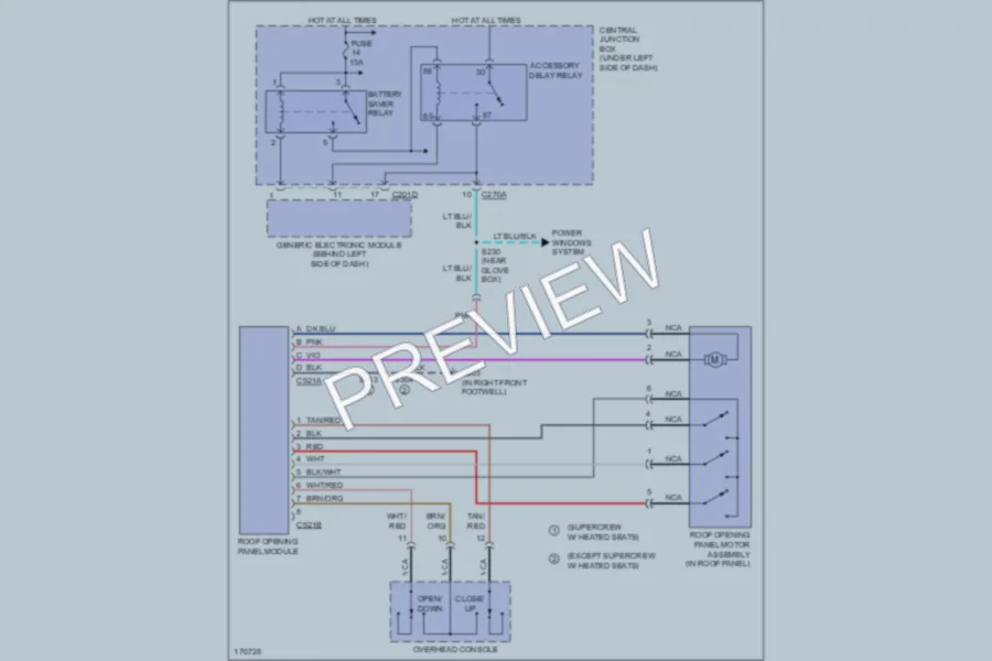 2003 Ford F150 Power Top Sunroof wiring diagram preview
