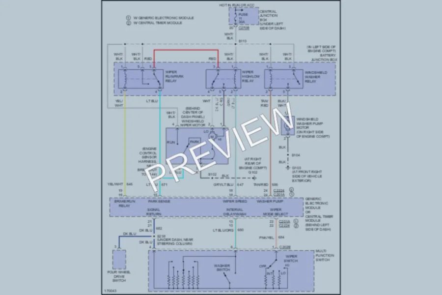 2003 Ford F150 Wiper Washer wiring diagram preview