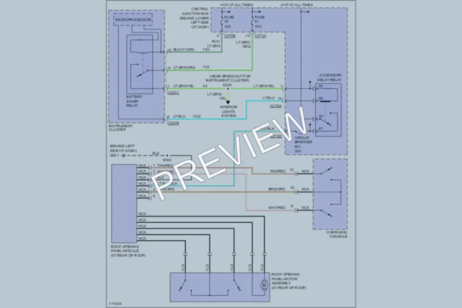 2003 Ford F250 Super Duty Power Top Sunroof wiring diagram preview